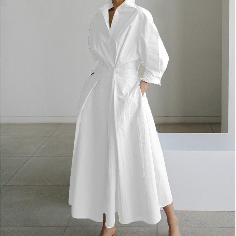 Women's Maxi Dress Front Wrap Collared Elegant Casual Flowing 0