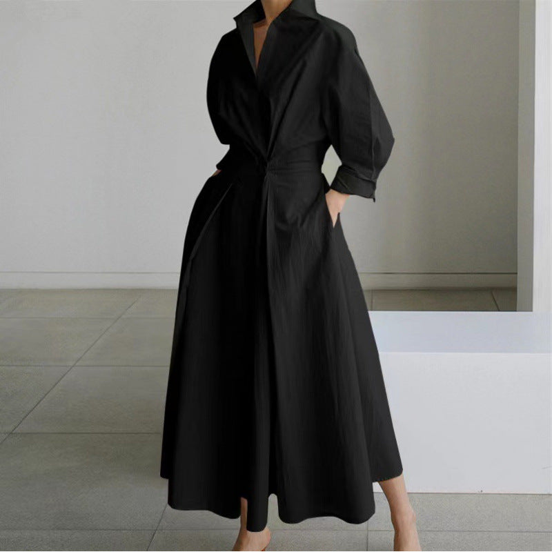 Women's Maxi Dress Front Wrap Collared Elegant Casual Flowing 12