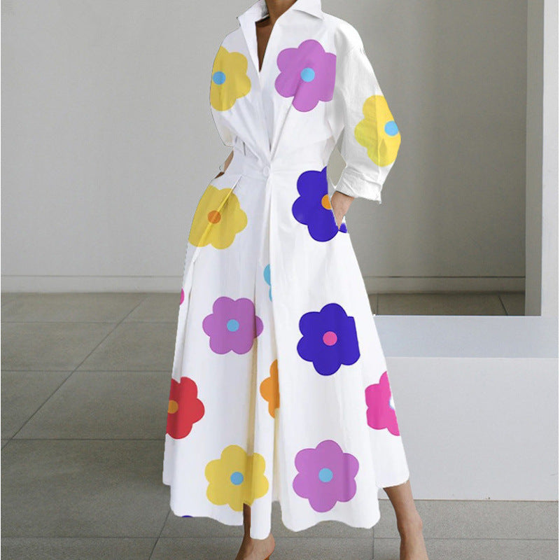 Women's Maxi Dress Front Wrap Collared Elegant Casual Flowing 8