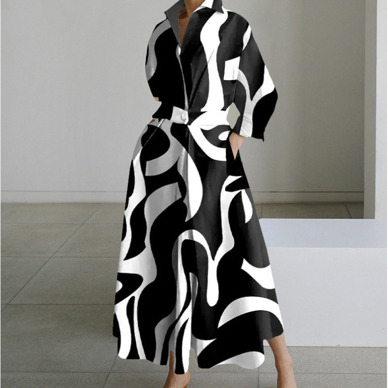 Women's Maxi Dress Front Wrap Collared Elegant Casual Flowing 9