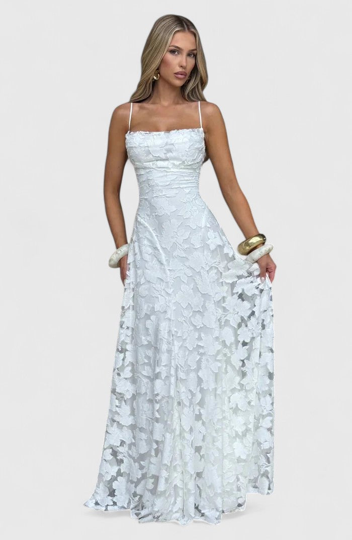 Women's Maxi Dress Polyester Cowl Neckline Lace-Up Open Back Flowy Design 2