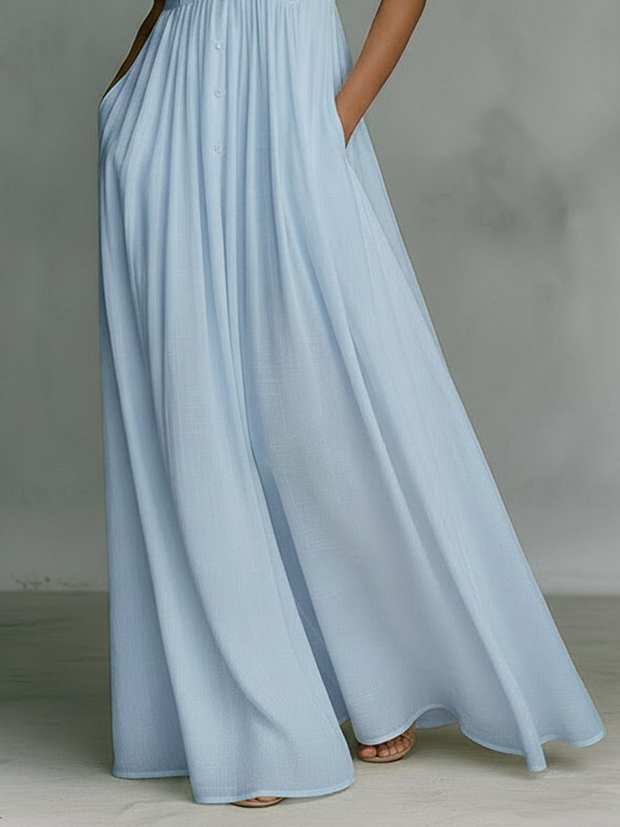 Women's Maxi Dress Sleeveless Minimalist Cotton-Linen Blend Summer Casual 2