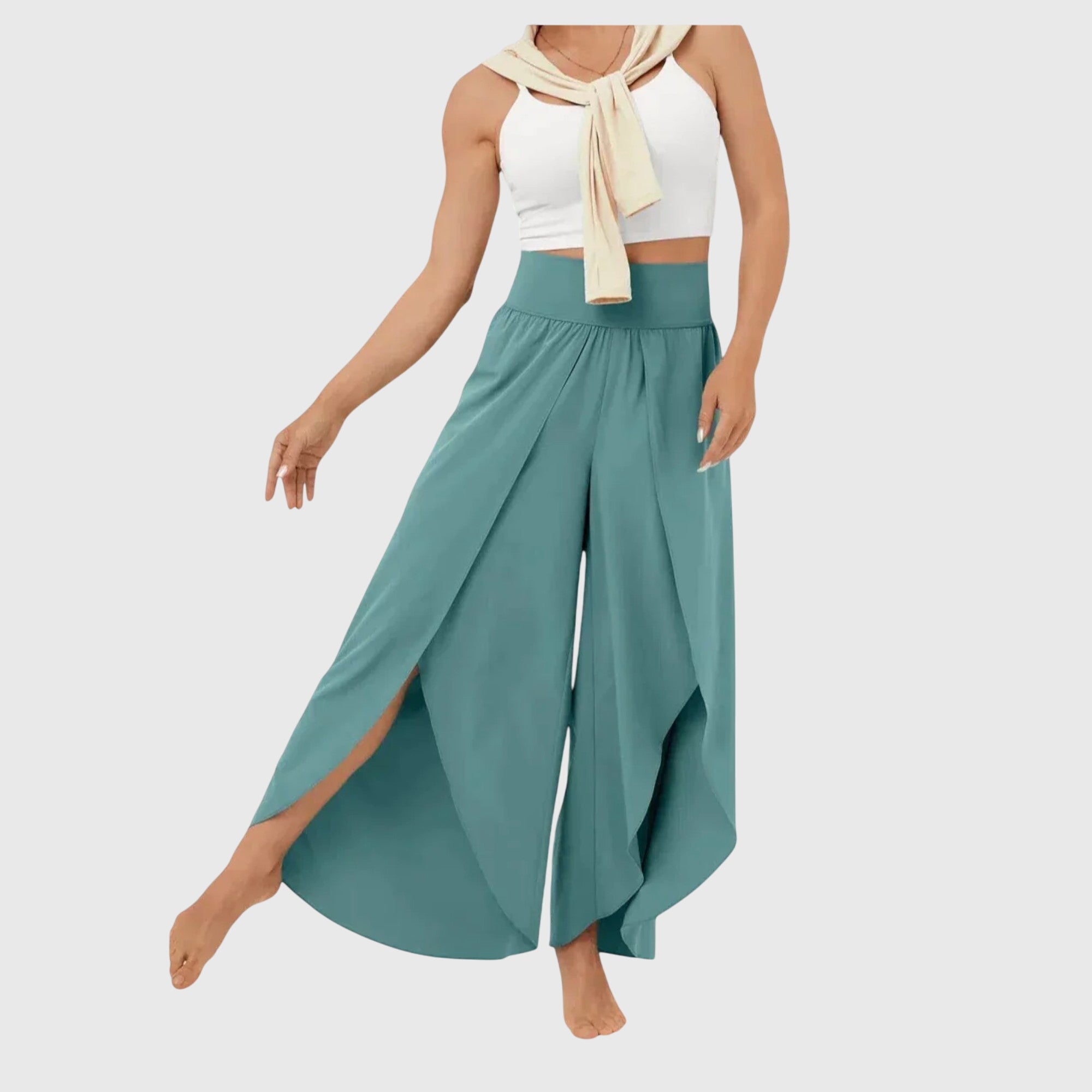 Women's Pants Lightweight Fabric Flared Cut with Integrated Shorts for Summer 1