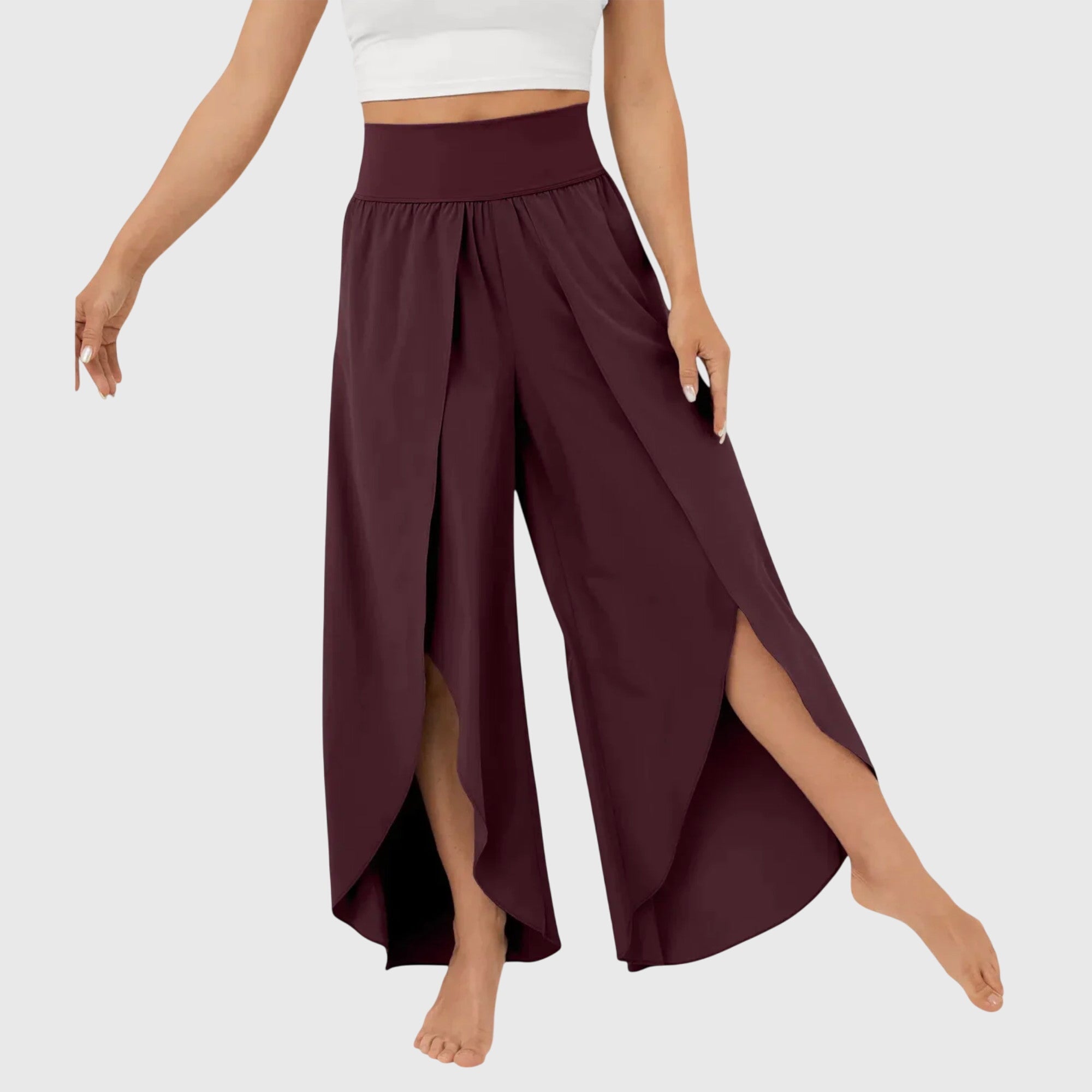 Women's Pants Lightweight Fabric Flared Cut with Integrated Shorts for Summer 10