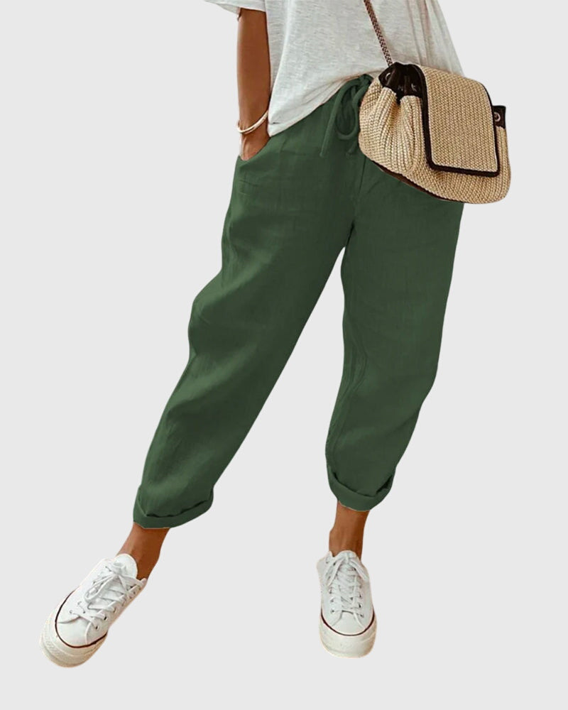 Women's Pants Lightweight Fabric High Waist Relaxed Fit with Pockets 3