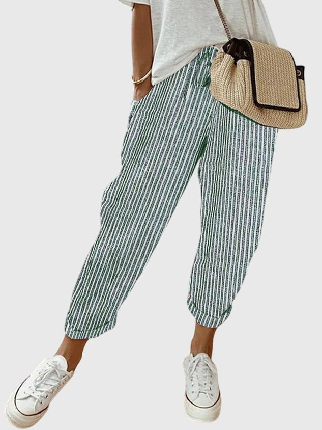 Women's Pants Lightweight Fabric High Waist Relaxed Fit with Pockets 8