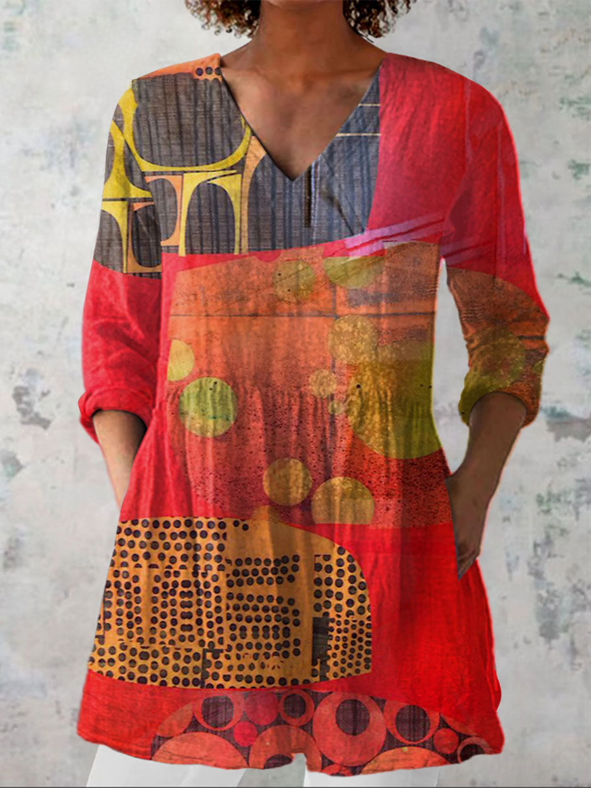 Women's Shirt Soft Fabric V-Neck Design Relaxed Fit Casual Style 0