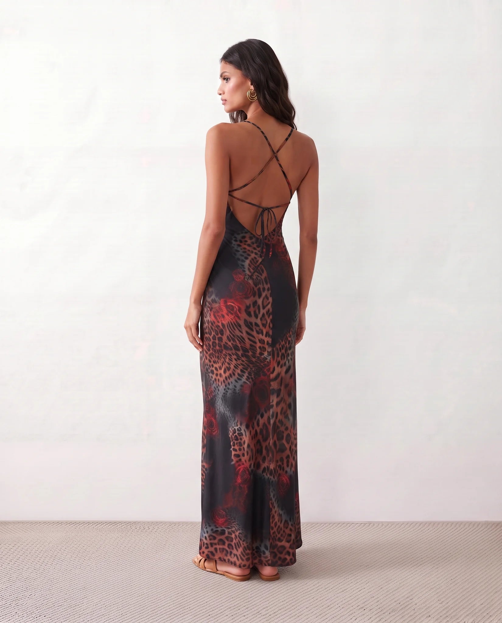 Women's Slip Maxi Dress Cowl Neck Spaghetti Straps Backless Evening 2