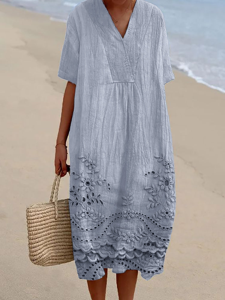 Women's Summer Dress Cotton Blend Flowing Midi Bohemian Chic 1