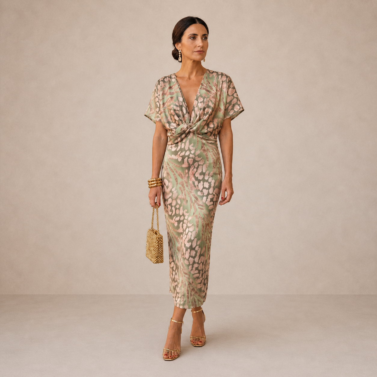 Women's Summer Dress Midi Lightweight Copper Waist Tie Envelope Cut 0