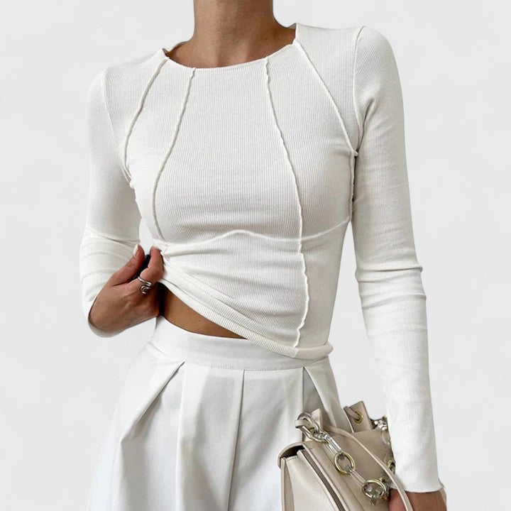 Women's Top Cotton Long Sleeve Sculpted Fit Elegant Design 0