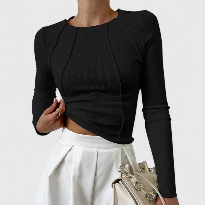 Women's Top Cotton Long Sleeve Sculpted Fit Elegant Design 1