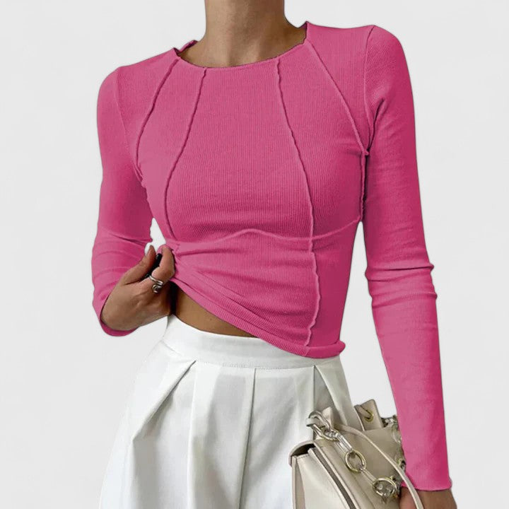 Women's Top Cotton Long Sleeve Sculpted Fit Elegant Design 3