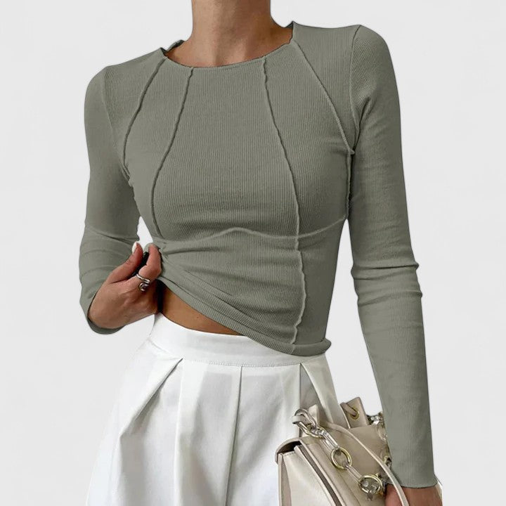 Women's Top Cotton Long Sleeve Sculpted Fit Elegant Design 4