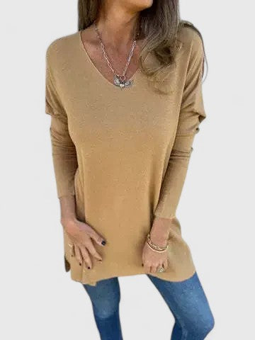 Women's Top V-Neck Oversized Longline Casual Fit
