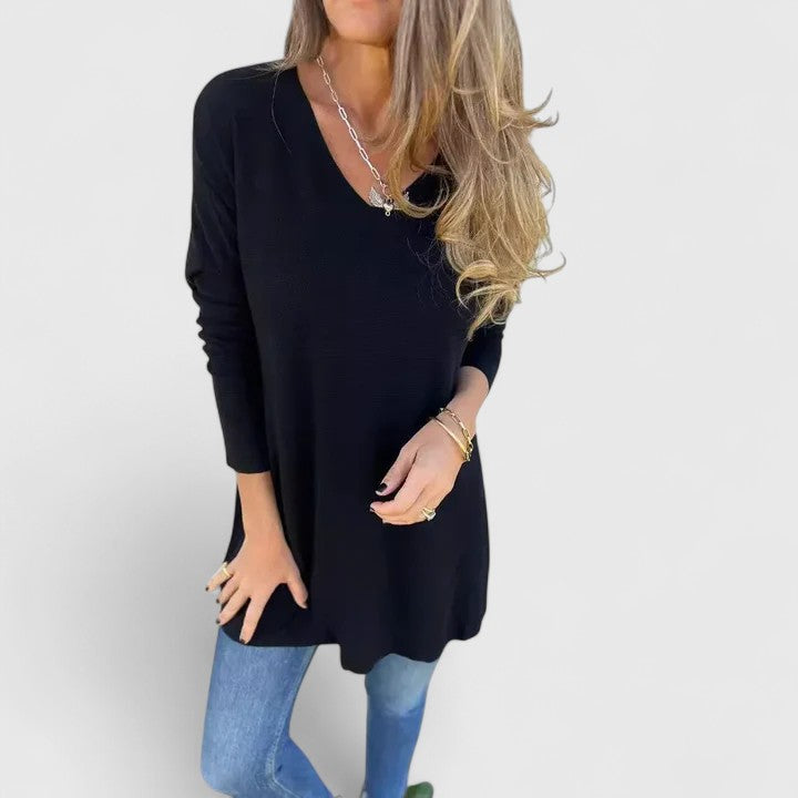 Women's Top V-Neck Oversized Longline Casual Fit