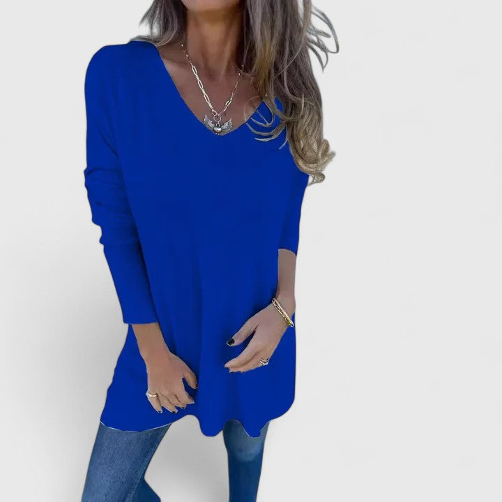 Women's Top V-Neck Oversized Longline Casual Fit