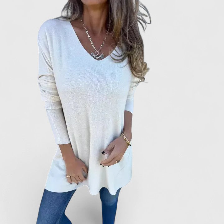 Women's Top V-Neck Oversized Longline Casual Fit