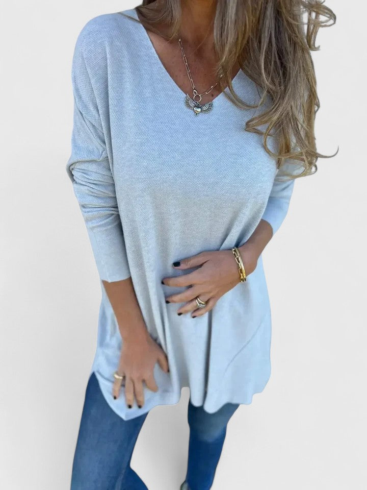 Women's Top V-Neck Oversized Longline Casual Fit