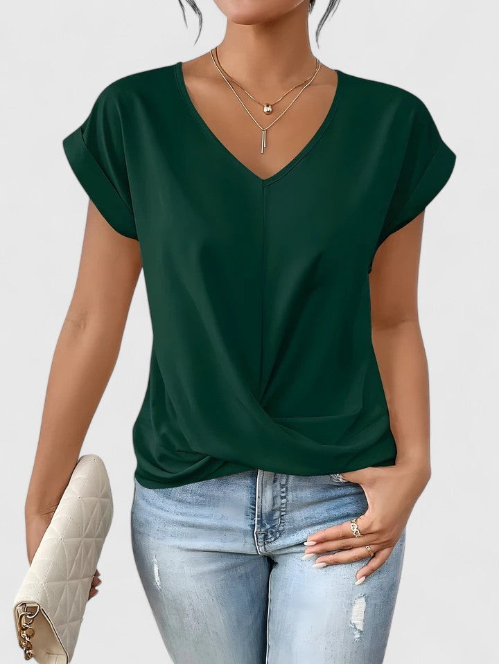 Women's Top Cotton V-Neck Twist Detail Everyday Wear 2