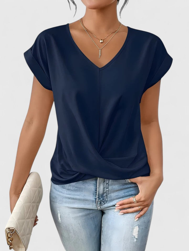 Women's Top Cotton V-Neck Twist Detail Everyday Wear 6