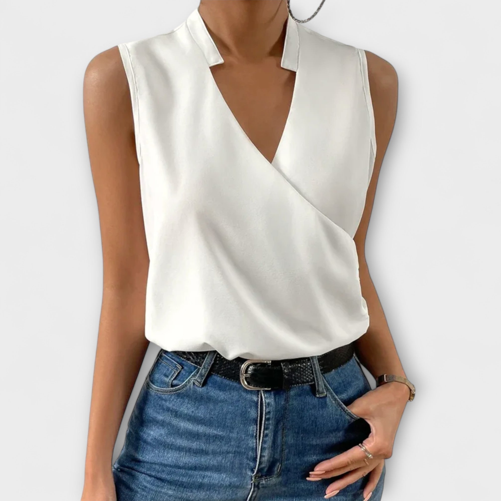 Women’s V-Neck Top Lightweight Breathable Fabric Casual Style 0
