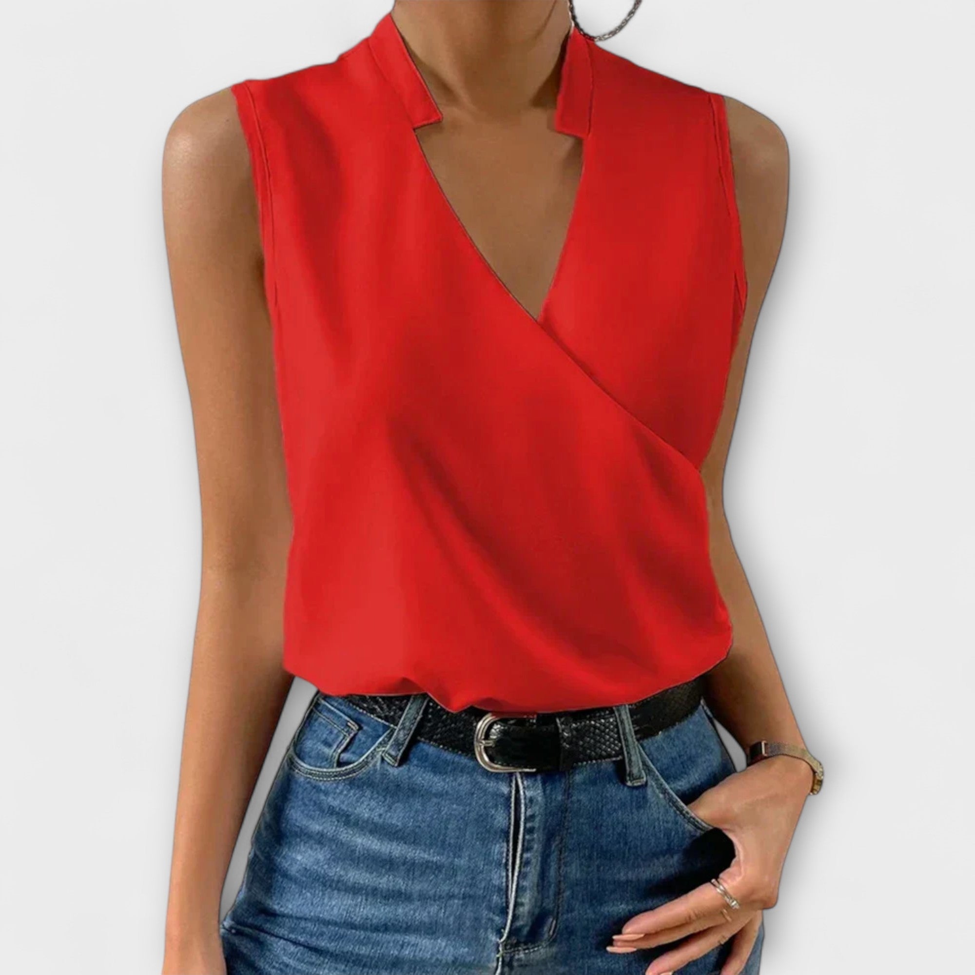 Women’s V-Neck Top Lightweight Breathable Fabric Casual Style 3