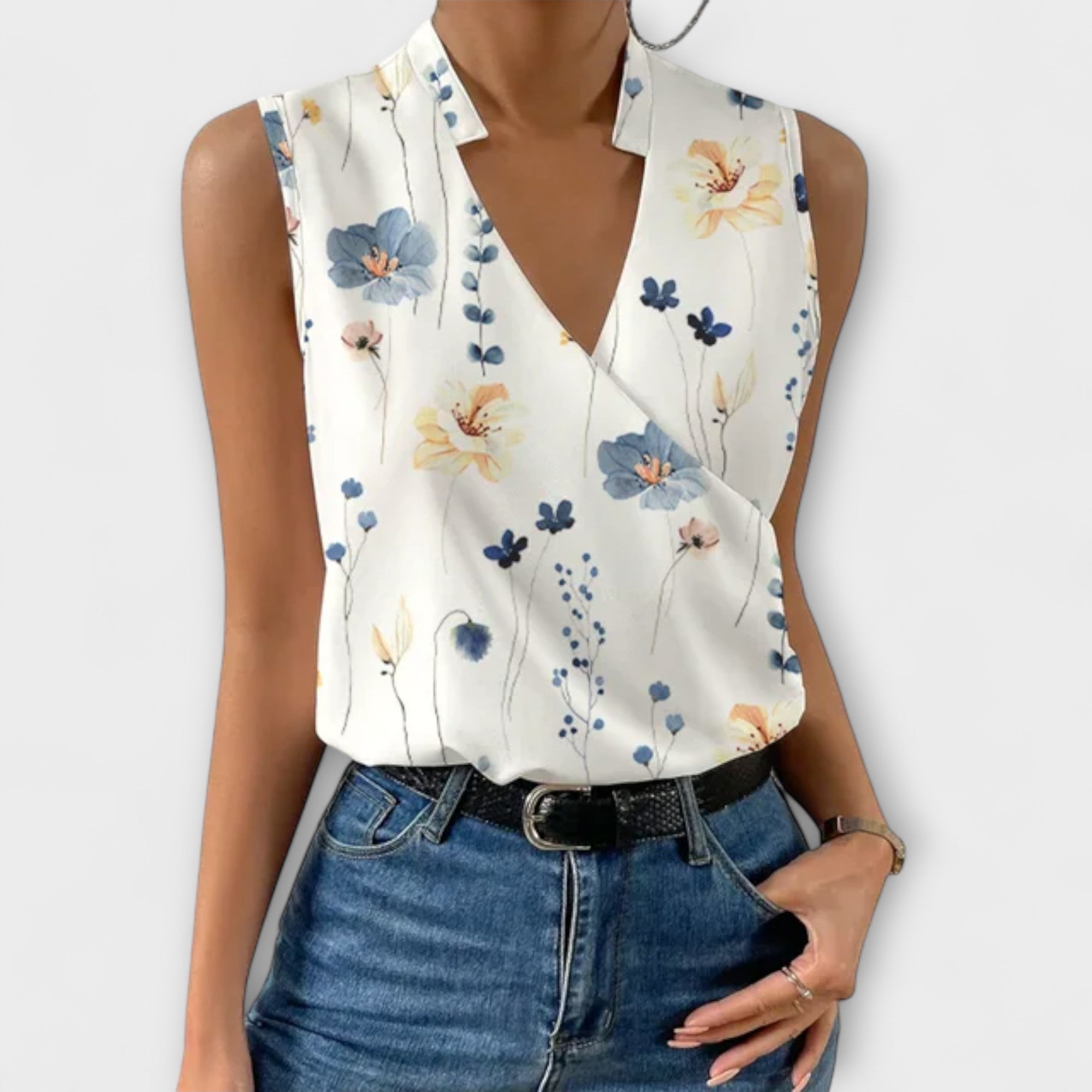 Women’s V-Neck Top Lightweight Breathable Fabric Casual Style 4