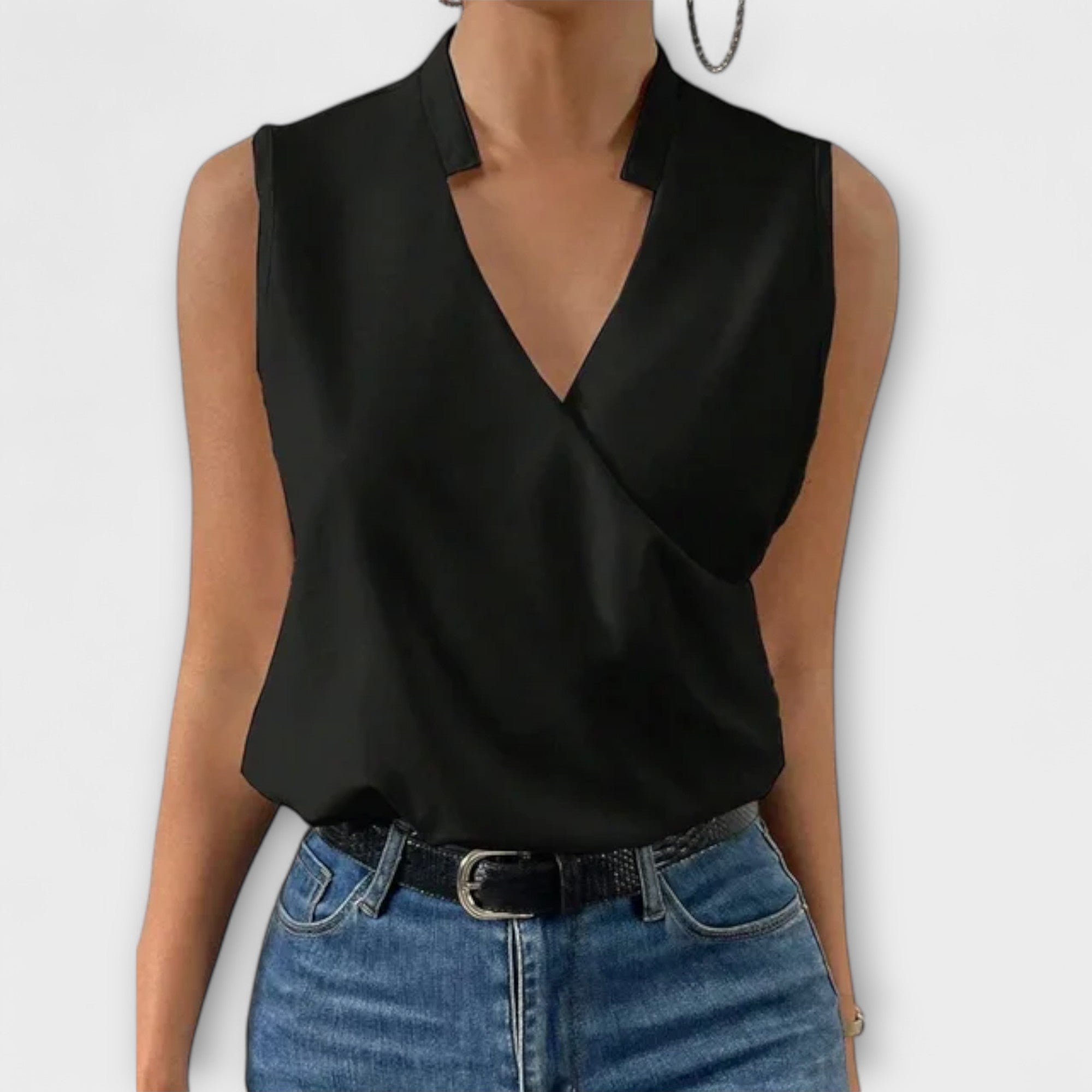 Women’s V-Neck Top Lightweight Breathable Fabric Casual Style 5