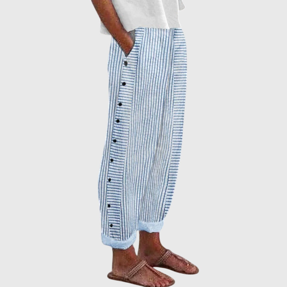 Women's Wide Leg Pants Cotton Elastic Waistband Wrinkle-Resistant Casual Chic 0