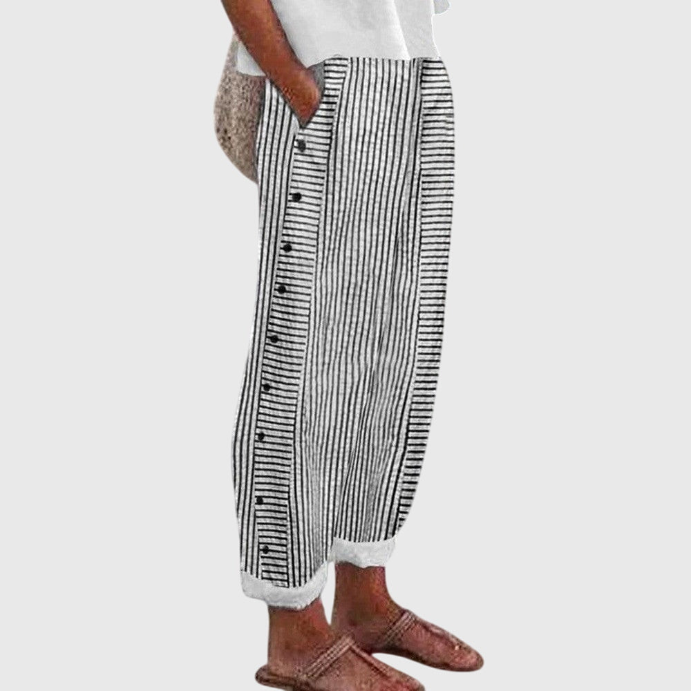 Women's Wide Leg Pants Cotton Elastic Waistband Wrinkle-Resistant Casual Chic 1