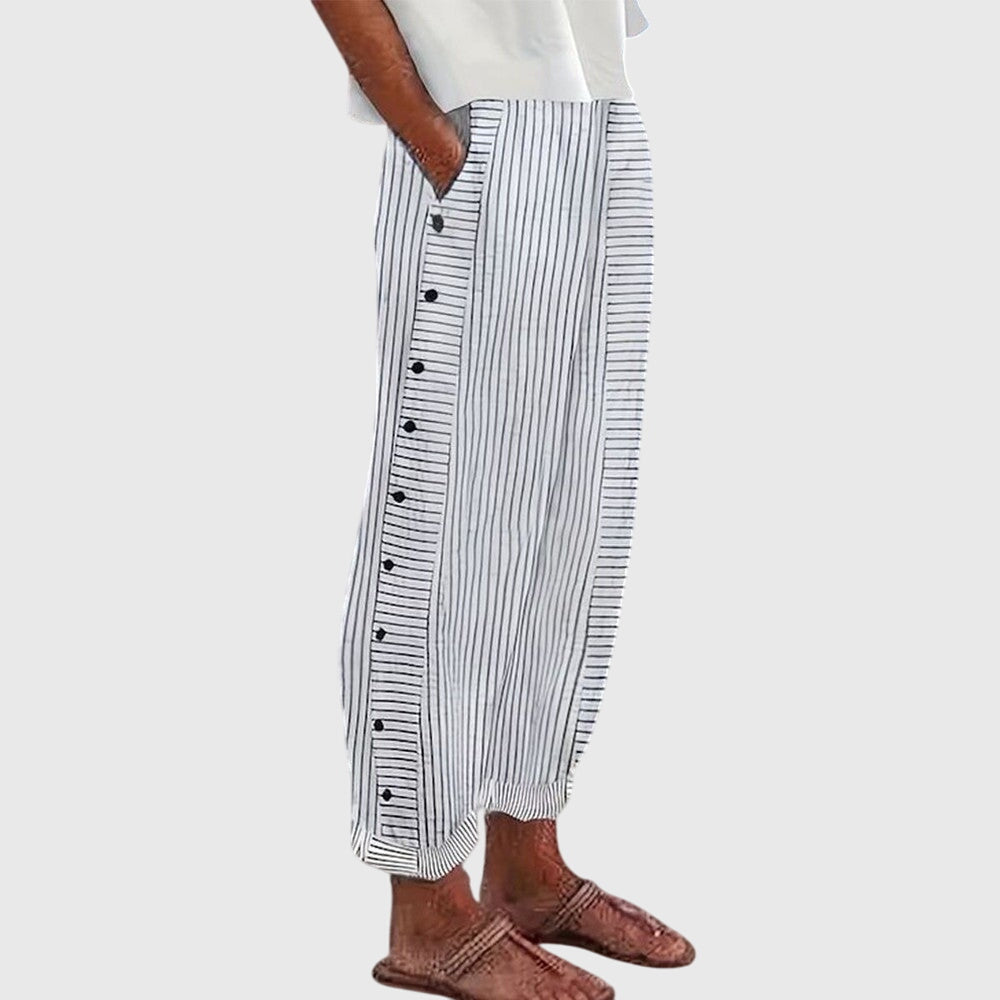 Women's Wide Leg Pants Cotton Elastic Waistband Wrinkle-Resistant Casual Chic 2