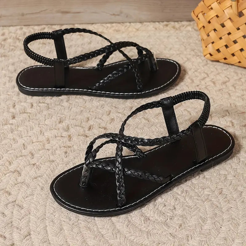 Women's Strappy Sandals Braided Straps Casual Footwear