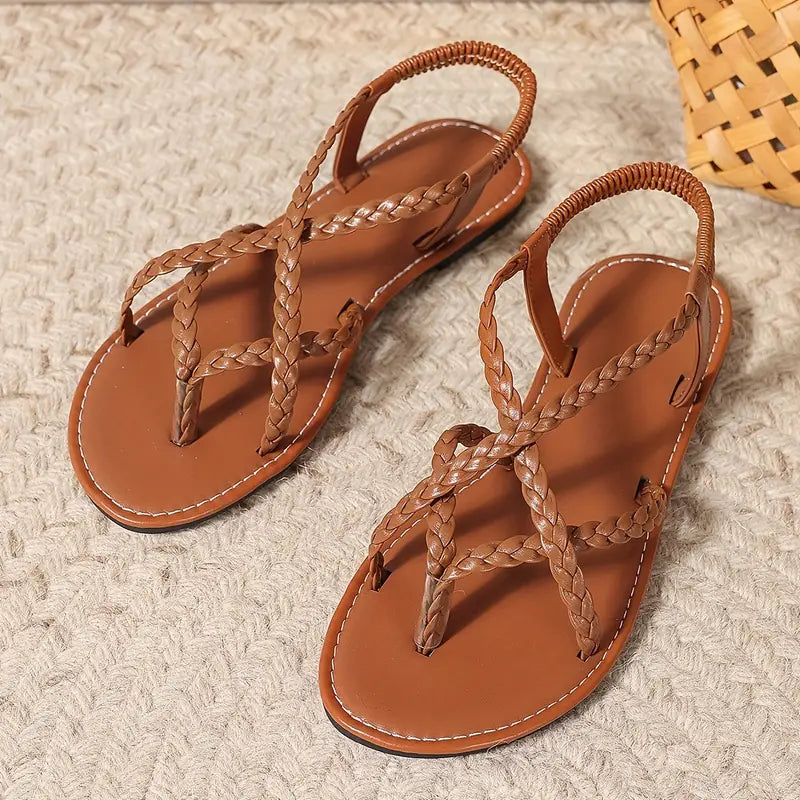 Women's Strappy Sandals Braided Straps Casual Footwear