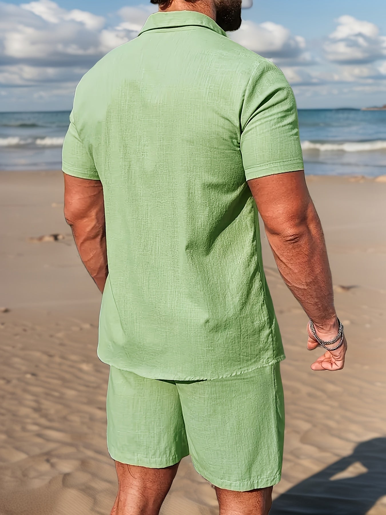 Men's Linen Shirt & Shorts Set – Regular Fit Short Sleeve Co-ord
