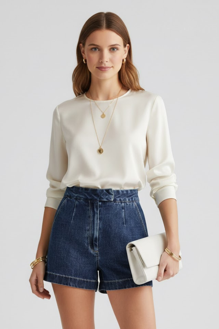 Women's High Waisted Shorts Rolled Hem Casual