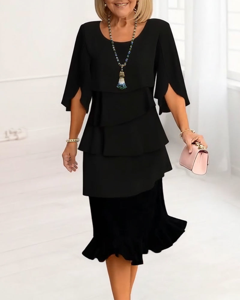 Women's Midi Dress Ruffle Tiered Sleeveless Casual