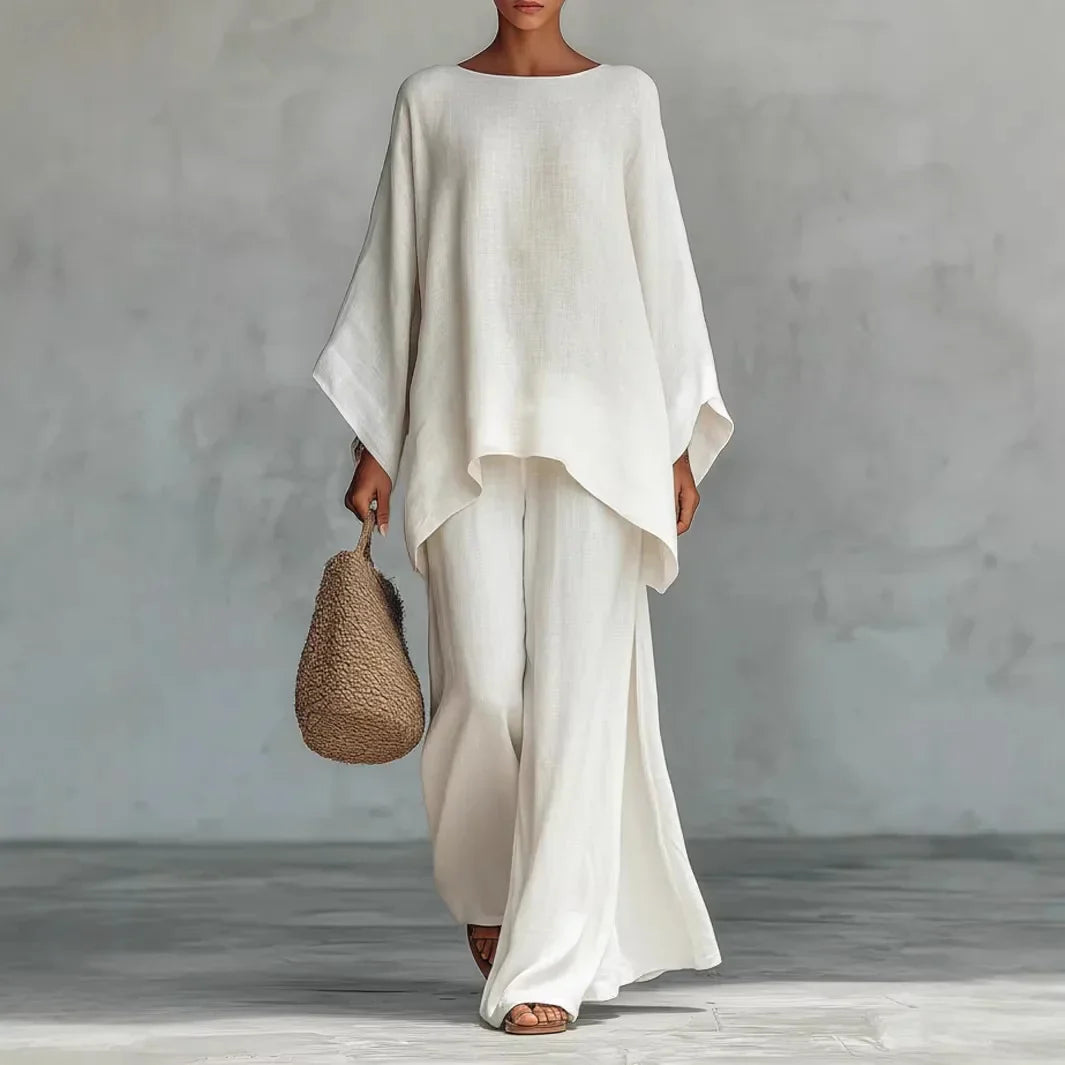 Women's Oversized Round Neck Wide Leg Set