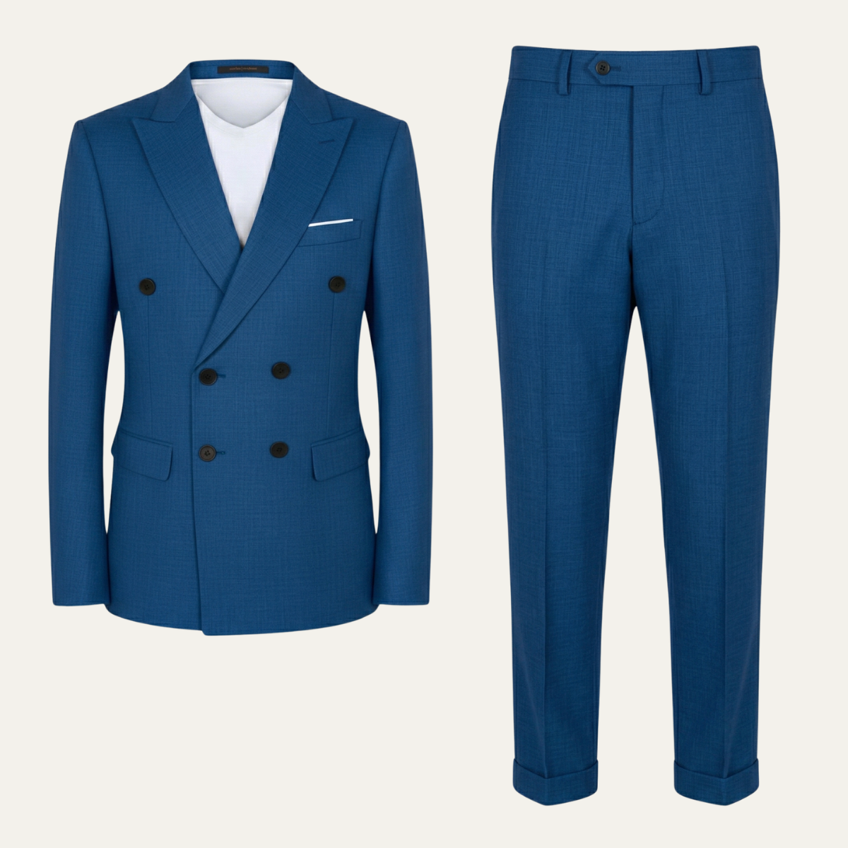 Men's Slim Fit Double-Breasted Blazer Wedding Suit