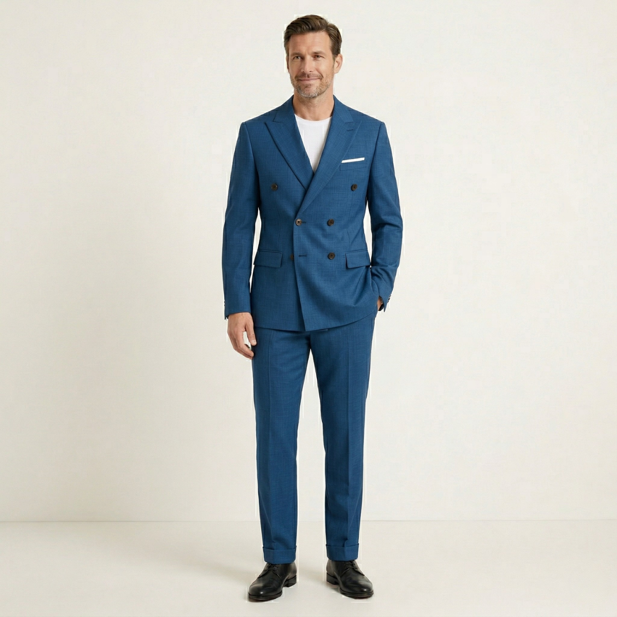 Men's Slim Fit Double-Breasted Blazer Wedding Suit