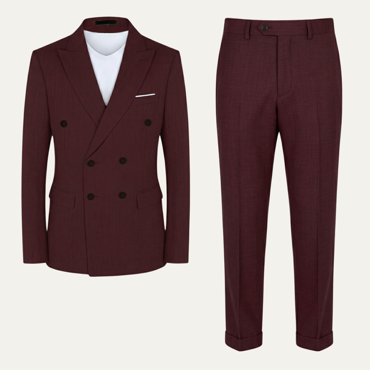 Men's Slim Fit Double-Breasted Blazer Wedding Suit