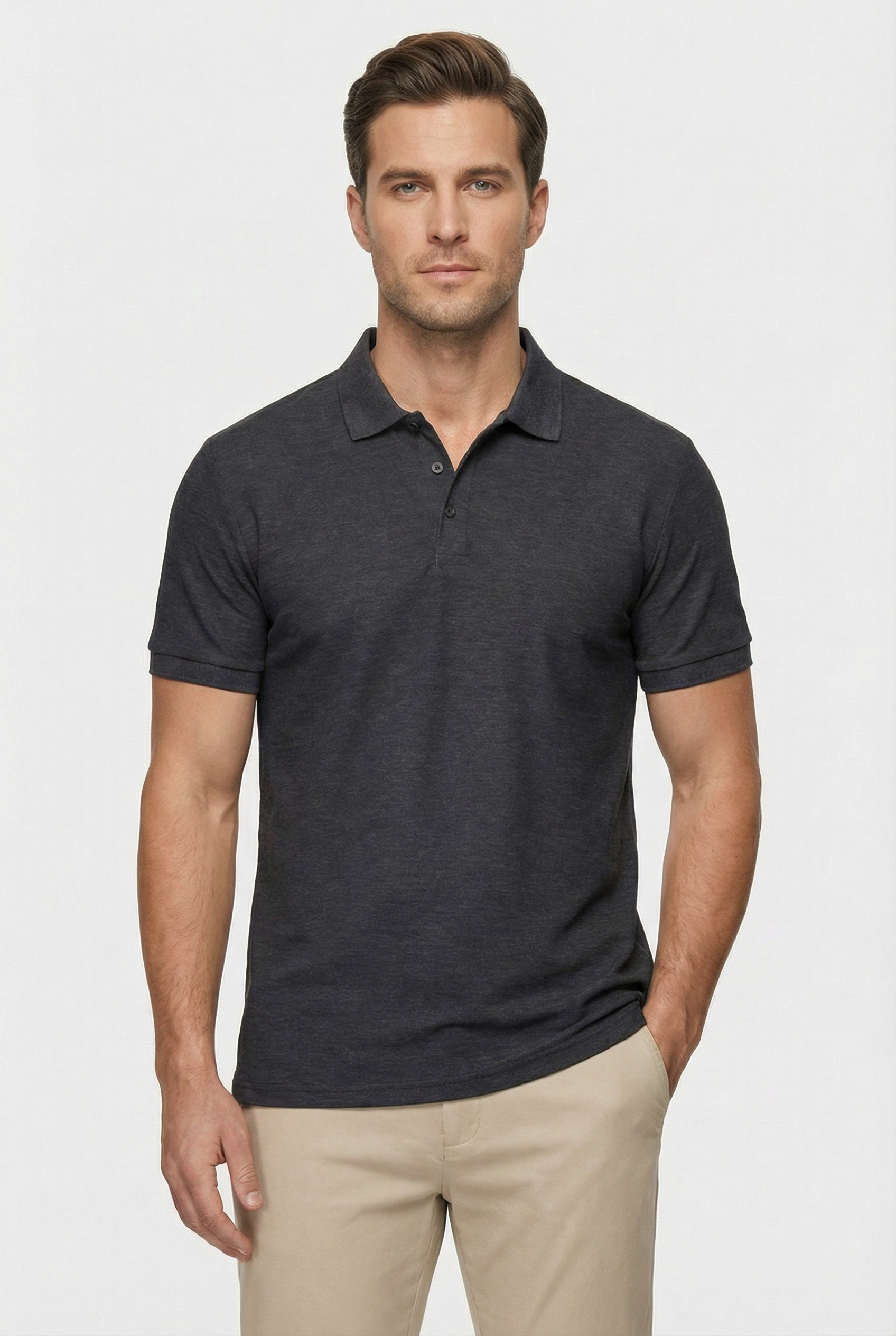 Men's Polo Shirt Cotton Blend Slim Fit Classic Collar
