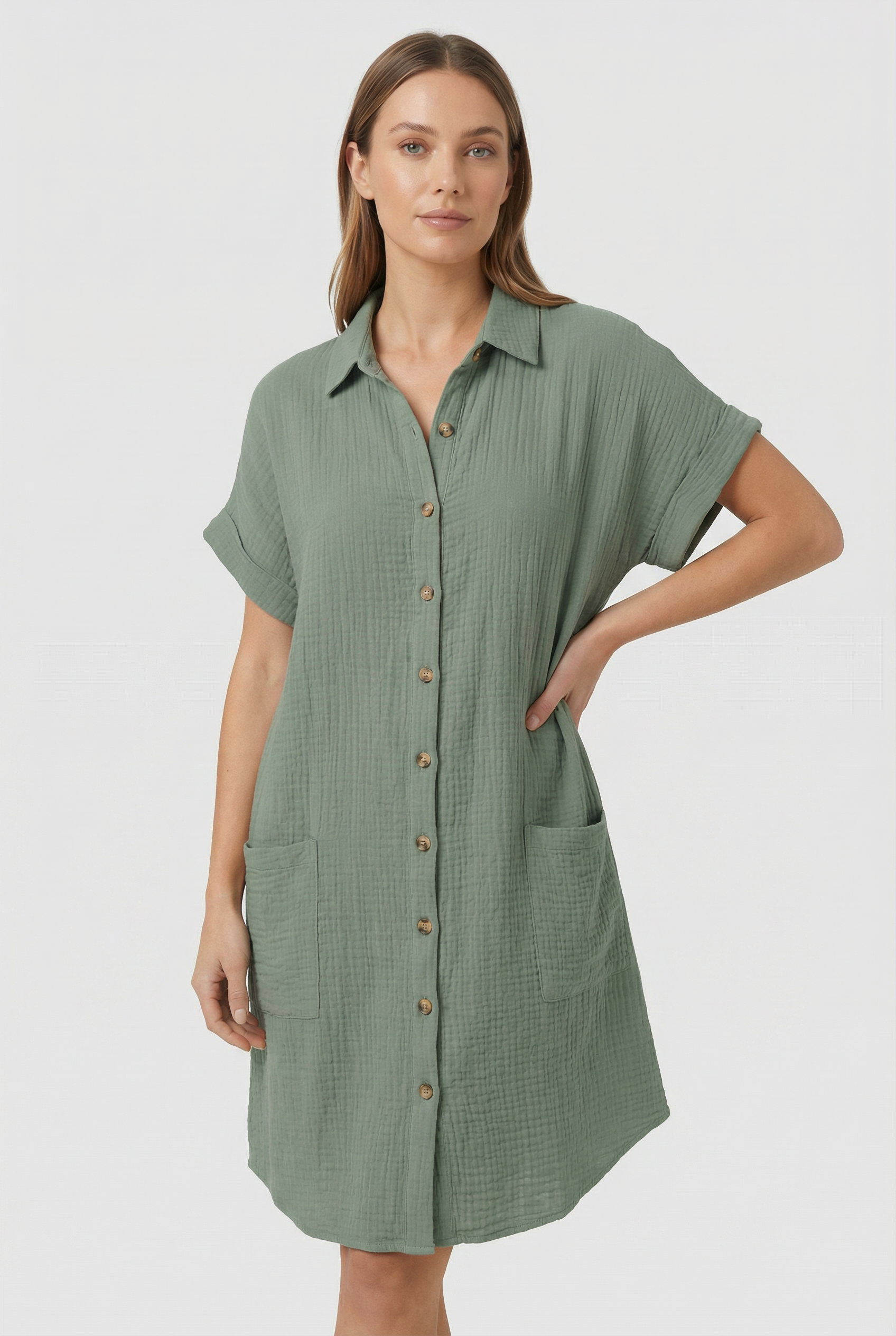 Women's Polo Shirt Dress Cotton Blend Short Sleeve