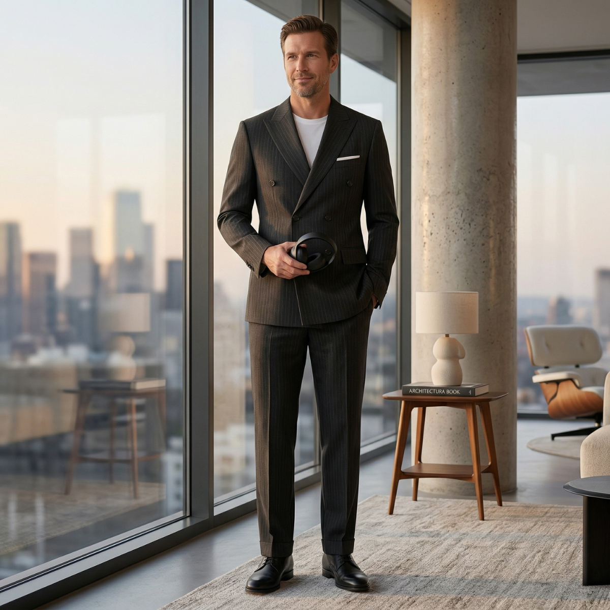 Men's Slim Fit Double-Breasted Blazer Wedding Suit