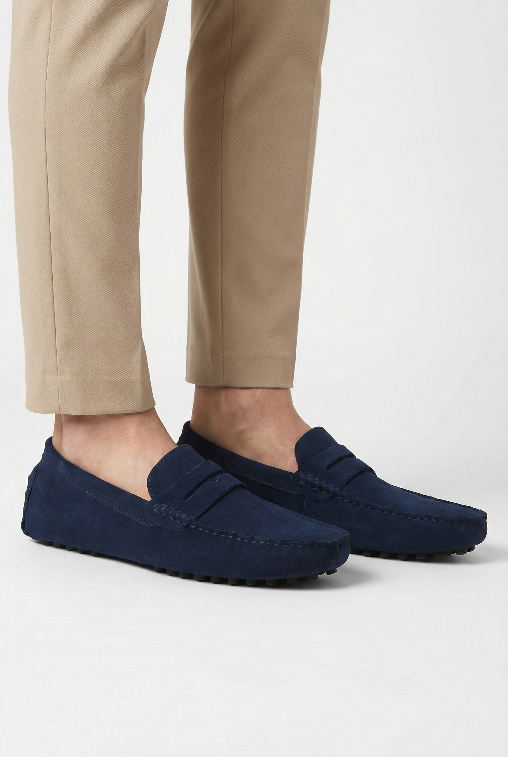 Men's Suede Loafers Slip-On Brown Casual Shoes