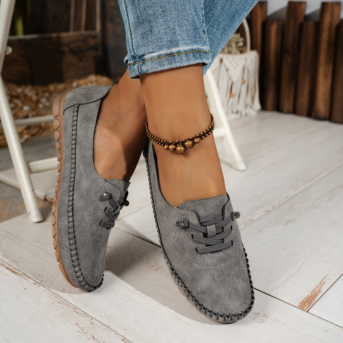 Women's Lace-Up Comfort Loafers Casual Footwear