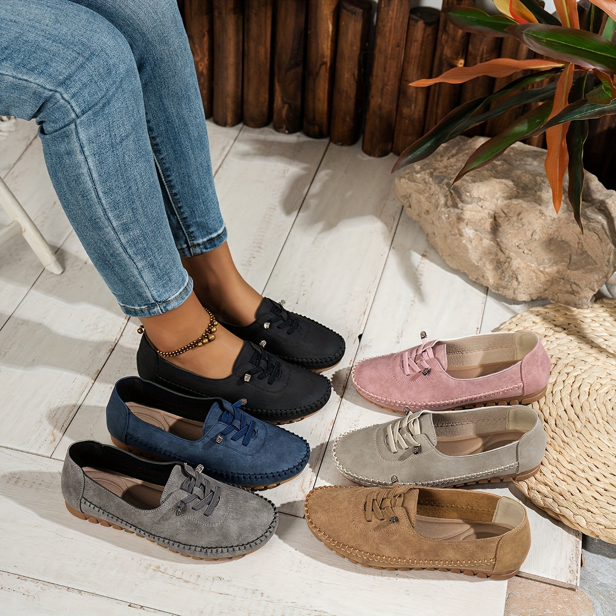 Women's Lace-Up Comfort Loafers Casual Footwear
