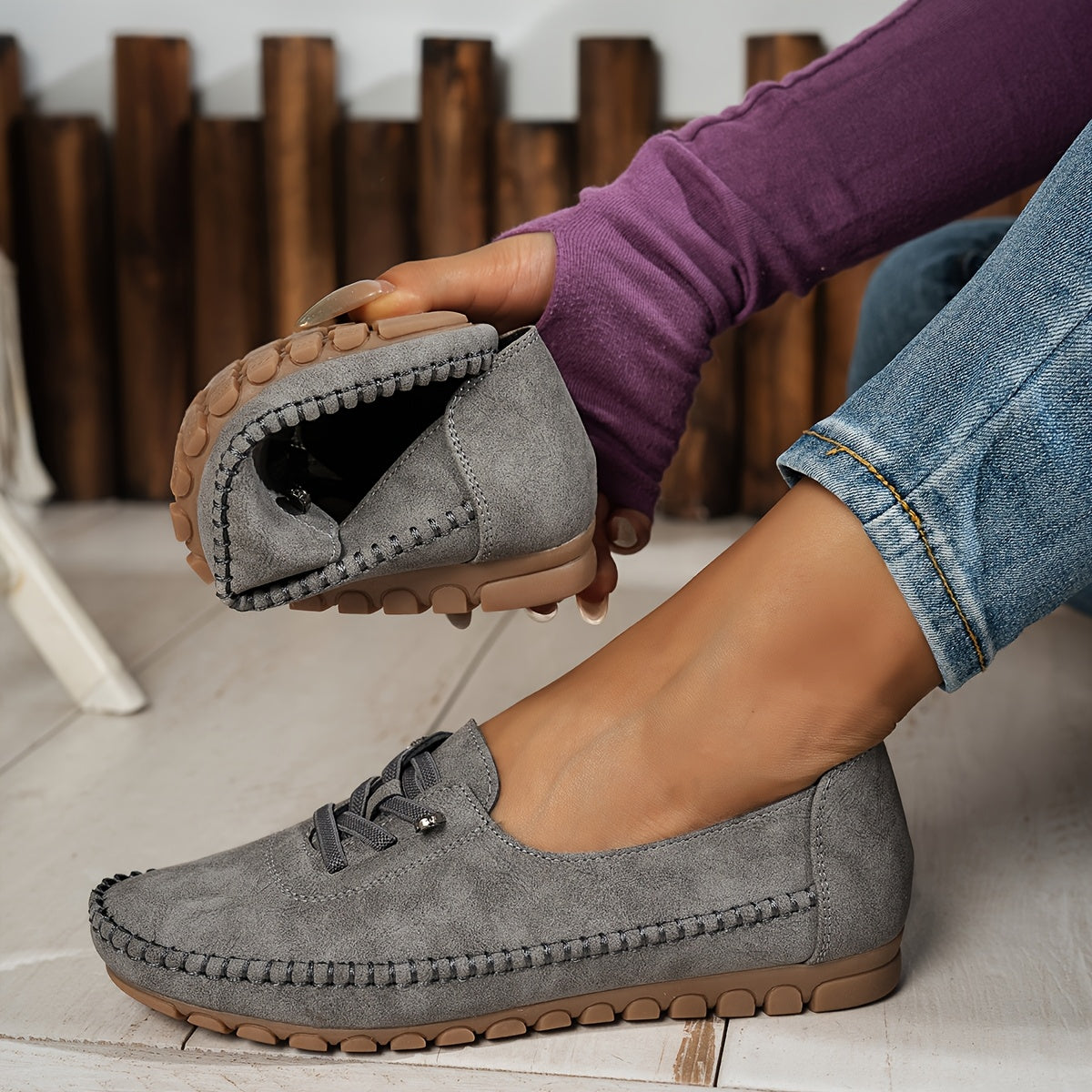 Women's Lace-Up Comfort Loafers Casual Footwear