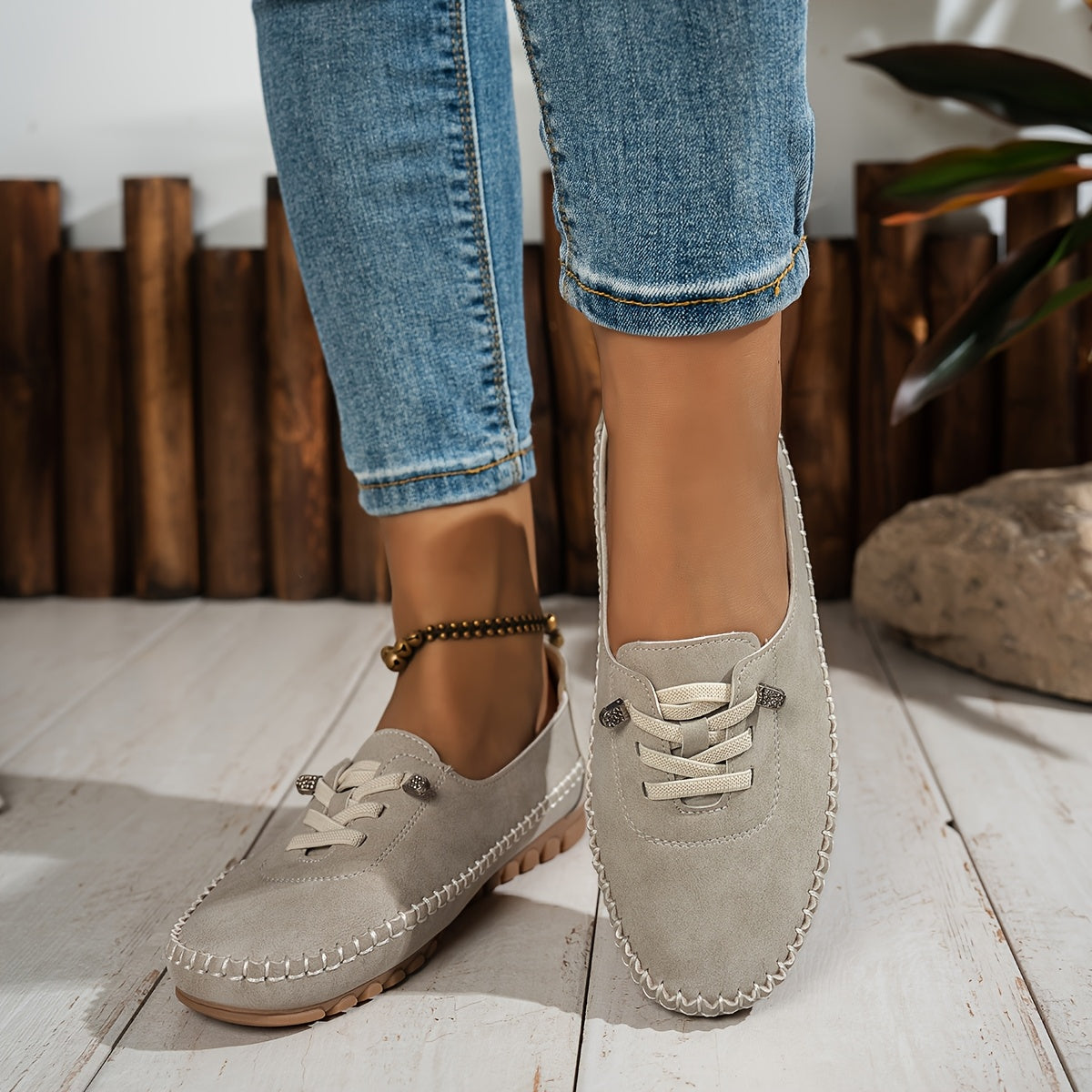 Women's Lace-Up Comfort Loafers Casual Footwear