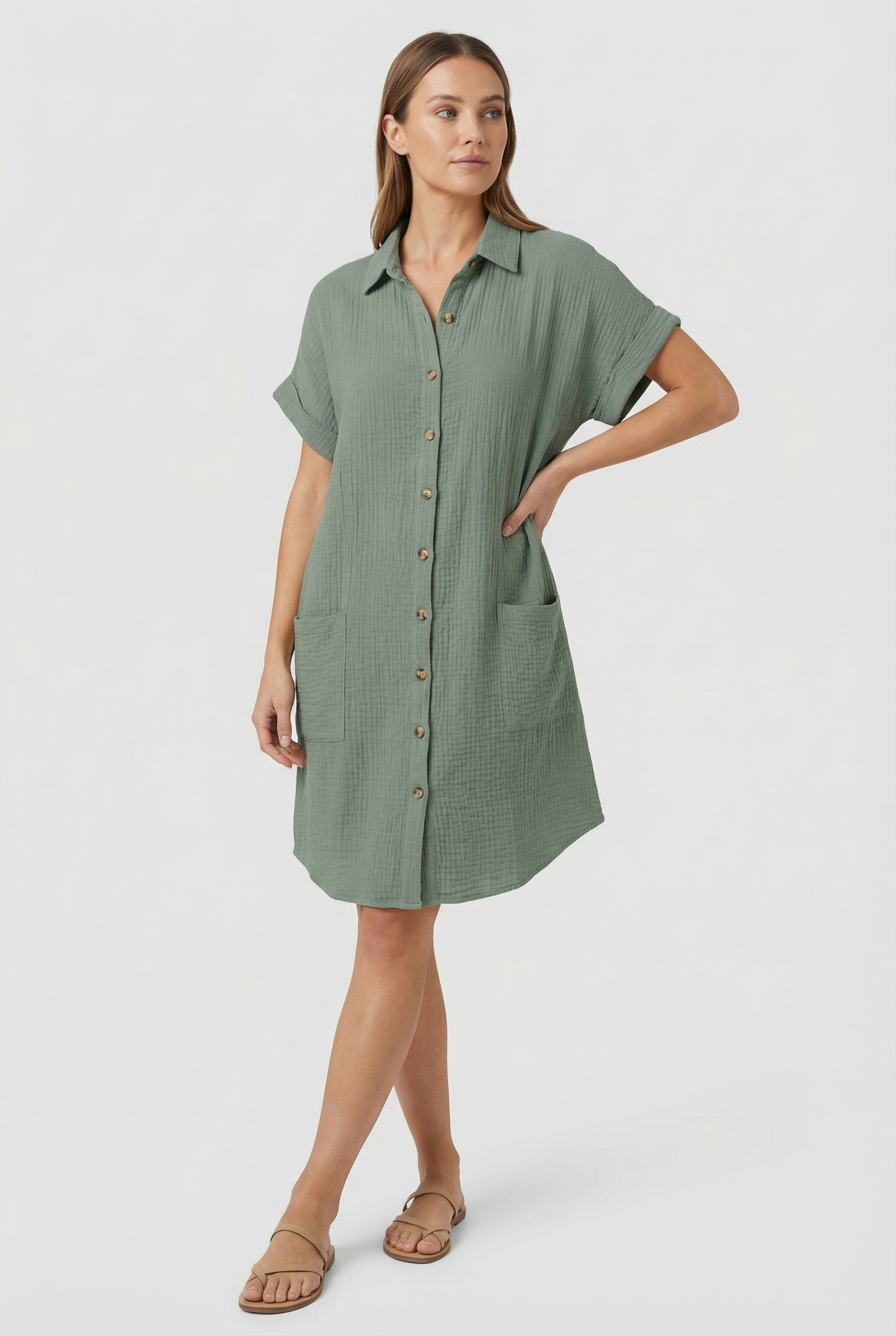 Women's Polo Shirt Dress Cotton Blend Short Sleeve